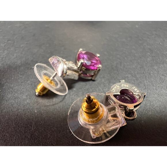 Lab purple sapphire and topaz sterling silver earrings - Picture 7 of 16